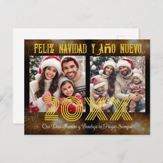 Carte Postale Feliz Año Nuevo Modern Calligraphy Script Photo (Devant / Derrière)