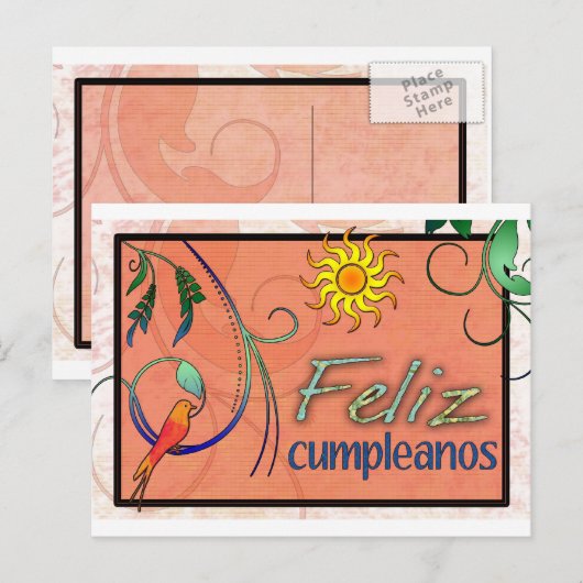 Carte Postale Feliz Cumpleanos (Devant / Derrière)