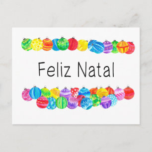 Carte Postale Feliz Natal Portugais Noël, aquarelle