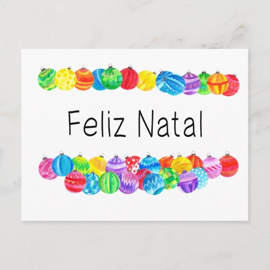Carte Postale Feliz Natal Portugais Noël, aquarelle (Devant)