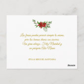 Carte Postale Feliz Navidad Español con Flor de Pascua y Acebo (Dos)