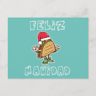 Carte Postale Feliz Navidad Mexican Christmas Père Noël Taco