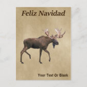 Carte Postale Feliz Navidad - Moose Sur Ancien Papier (Devant)