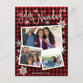 Carte Postale Feliz Navidad Snowflake Rustic 3 Photos de Christm (Devant)