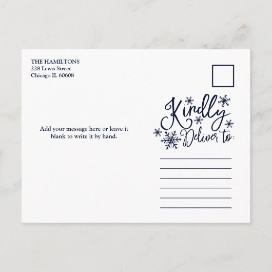 Carte Postale Feliz Navidad Snowflake Rustic 4 Photos Noël (Dos)