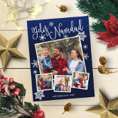 Carte Postale Feliz Navidad Snowflake Rustic 4 Photos Noël
