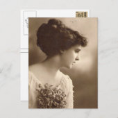 Carte postale féminine vintage (Devant / Derrière)