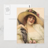 Carte Postale femme 1900's victorienne vintage (Devant / Derrière)