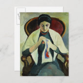 Carte Postale Femme à coudre (Devant / Derrière)