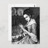 Carte Postale Femme à coudre (Devant / Derrière)