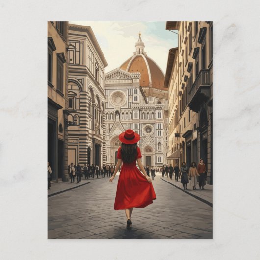 Carte Postale Femme à Florence Italie Voyage (Devant)