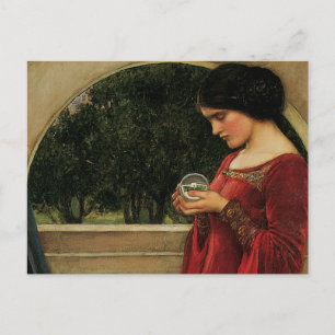 Carte Postale Femme à la boule de cristal, peinture de Waterhous