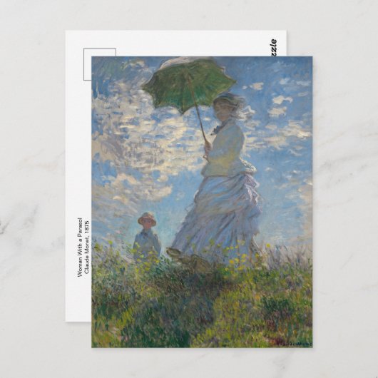 Carte postale Femme à l'ombrellle de Claude Monet (Devant / Derrière)
