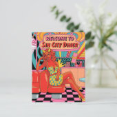 Carte Postale Femme à Sin City Diner Diner Diner Style de bande  (Debout devant)