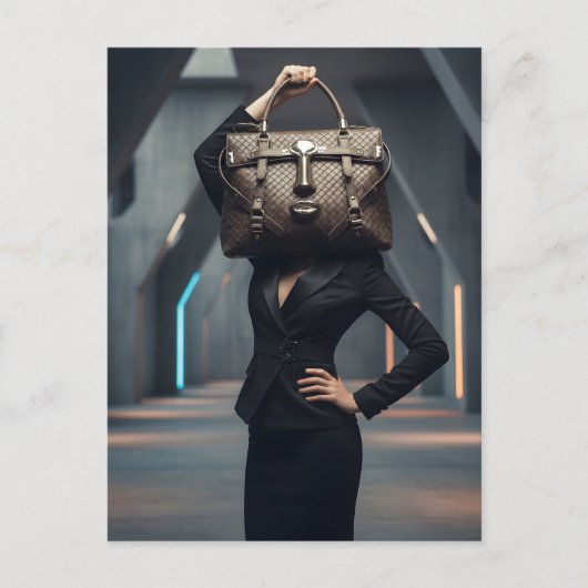 Carte Postale Femme abstraite avec sac (Devant)