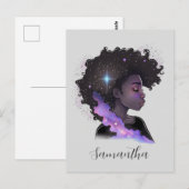 Carte Postale Femme Afro-étincelante (Devant / Derrière)