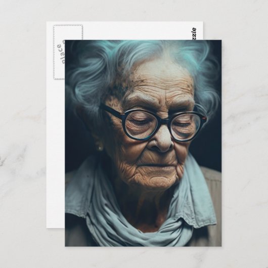 Carte postale femme âgée (Devant / Derrière)