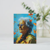 Carte Postale Femme Âgée Avec Papillons (Debout devant)
