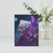 Carte postale Femme Âgée Avec Papillons Violets (Debout devant)