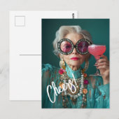 Carte Postale Femme Âgée Glamour audacieuse mode de luxe (Devant / Derrière)