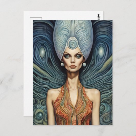 Carte Postale Femme Alien Imaginaire (Devant / Derrière)