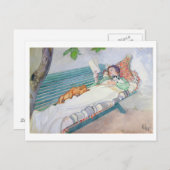 Carte Postale Femme allongée sur un banc, 1913 (avec papier) (Devant / Derrière)