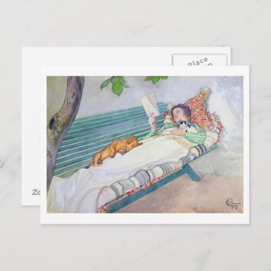 Carte Postale Femme allongée sur un banc, 1913 (avec papier) (Devant / Derrière)