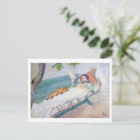 Carte Postale Femme allongée sur un banc, 1913 (avec papier) (Debout devant)