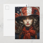 Carte Postale Femme américaine patriotique (Devant / Derrière)