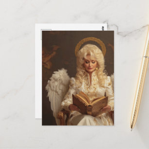 Carte Postale Femme Ange Blond avec Livre