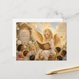 Carte Postale Femme Ange Blonde Magnifique Lisant aux Enfants