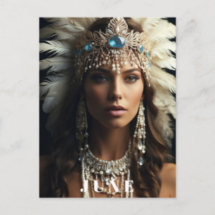 Carte Postale *~ FEMME ANNIVERSAIRE JUIN PERLES Boho AP53