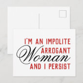 Carte Postale Femme Arrogante Impolite Que Je Persiste (Devant / Derrière)