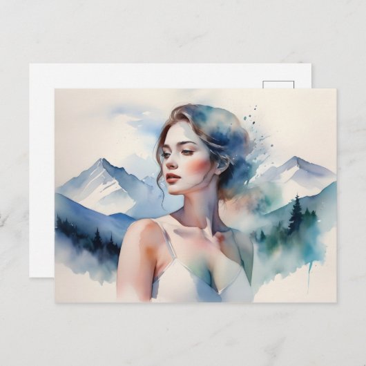 Carte Postale Femme art double exposition (Devant / Derrière)