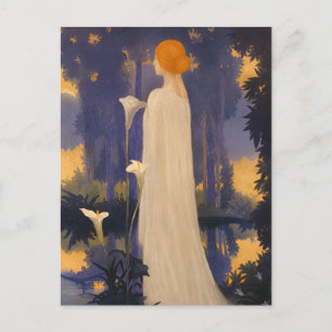 Carte Postale Femme Art Nouveau Éthérée sous les Callas au Clair