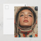 Carte Postale femme astronaute (Devant / Derrière)