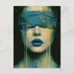 Carte Postale Femme au bandeau bleu