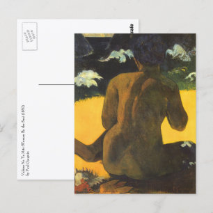 Carte Postale Femme au bord de la mer par Paul Gauguin, Art Vint