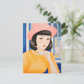 Carte Postale Femme au Café (Debout devant)