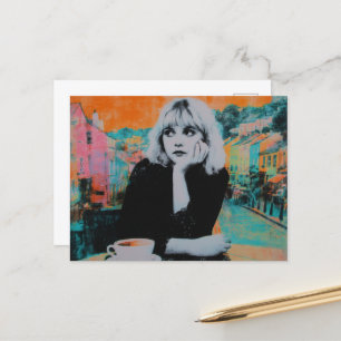 Carte Postale Femme Au Café Coloré