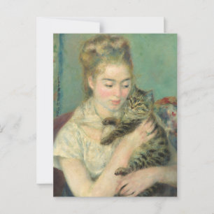 Carte Postale Femme au chat de Renoir Impressionist Art