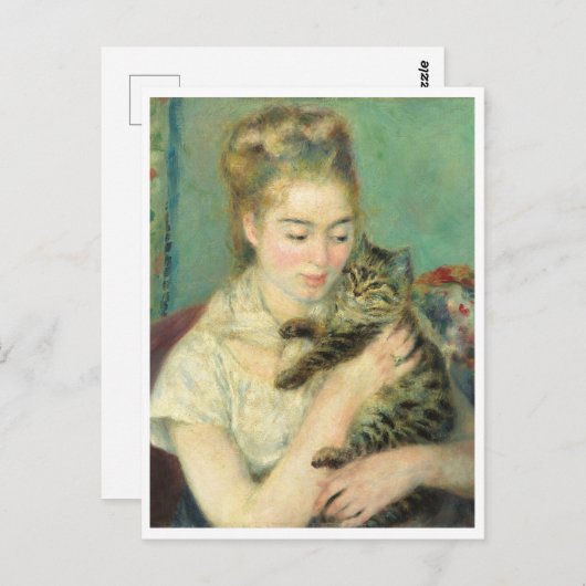 Carte Postale Femme au chat par Auguste Renoir (Devant / Derrière)
