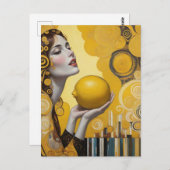 Carte Postale Femme au citron (Devant / Derrière)