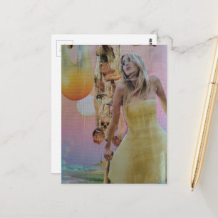 Carte Postale Femme au collage surréaliste de champignons