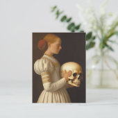 Carte Postale Femme Au Crâne Géant Peinture Vintage (Debout devant)