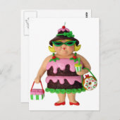 Carte Postale Femme au gâteau (Devant / Derrière)