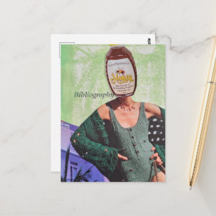 Carte Postale Femme au miel surréaliste Collage de médias mixtes
