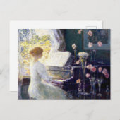 Carte Postale Femme au piano par Childe Hassam (Devant / Derrière)