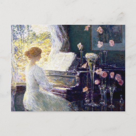 Carte Postale Femme au piano par Childe Hassam (Devant)