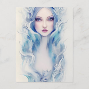 Carte Postale Femme Aux Cheveux Bleus